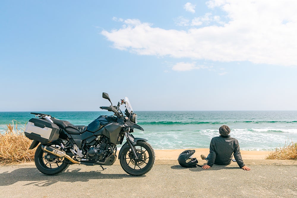 バイクツーリングでの休憩風景