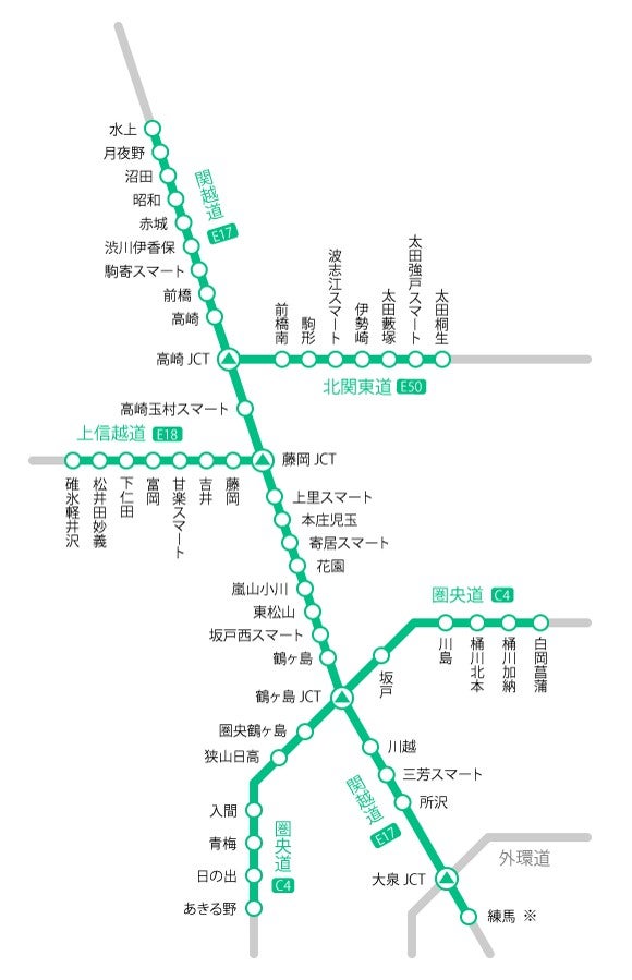 グリーンで色づけされた区間が乗り放題となる