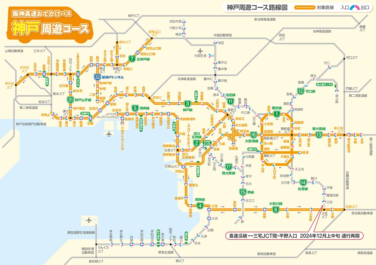 神戸周遊コース対象区間