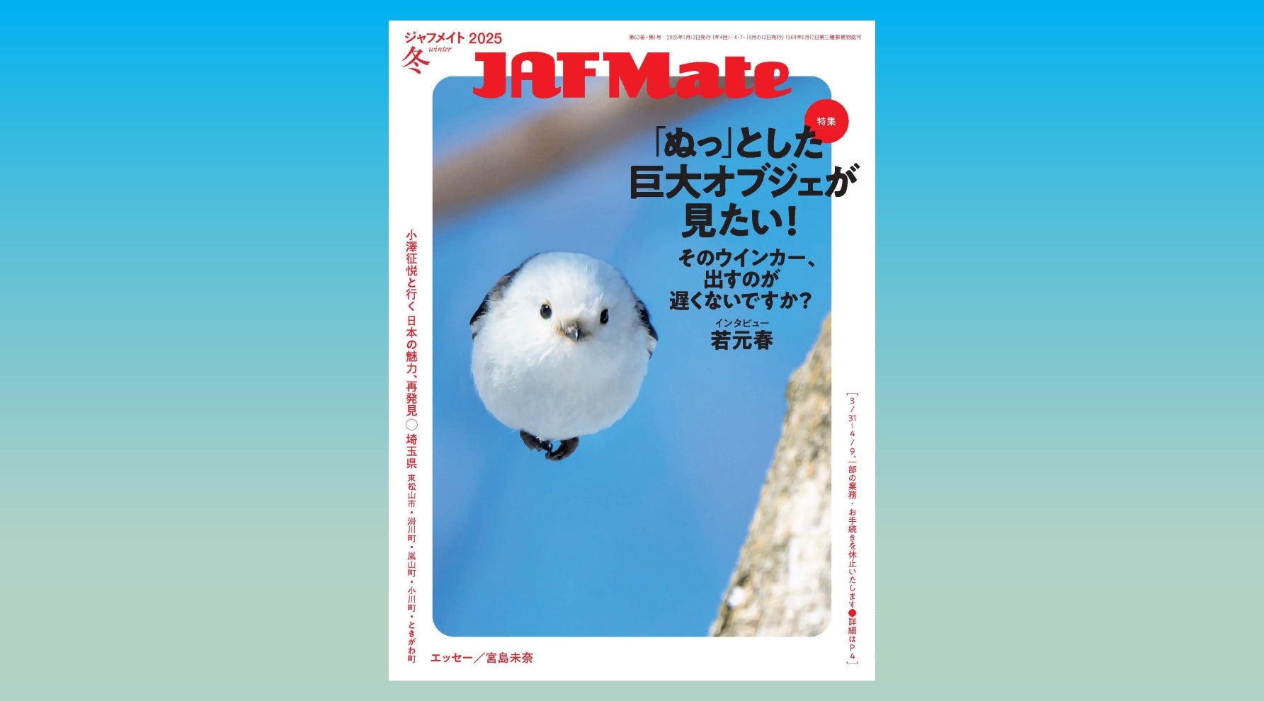 JAF Mate 2025年冬号表紙のシマエナガ