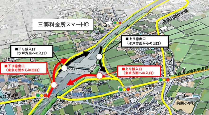 三郷料金所スマートICの位置図