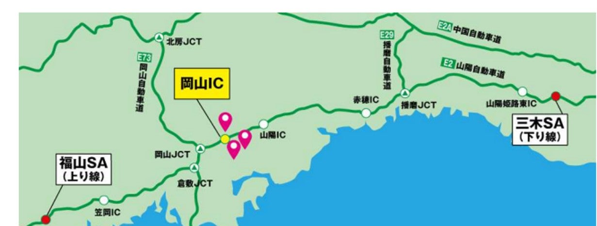 岡山ICと三木SAの地図 (写真＝旅っチャ公式サイト) 