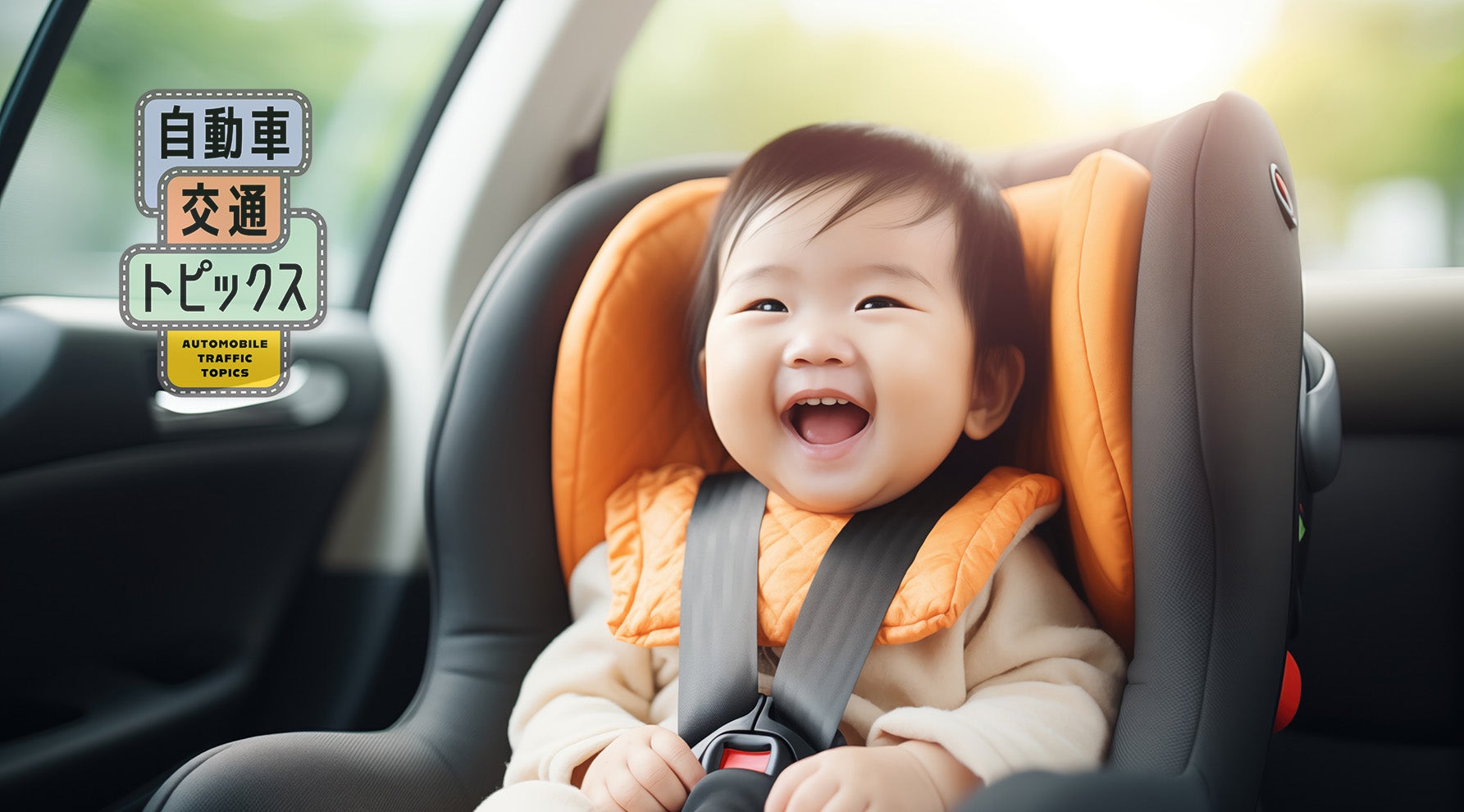 車内でチャイルドシートに乗った子供