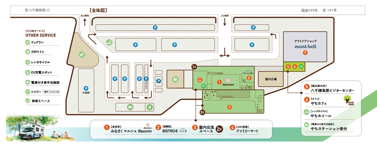 道の駅八千穂高原の場内マップ