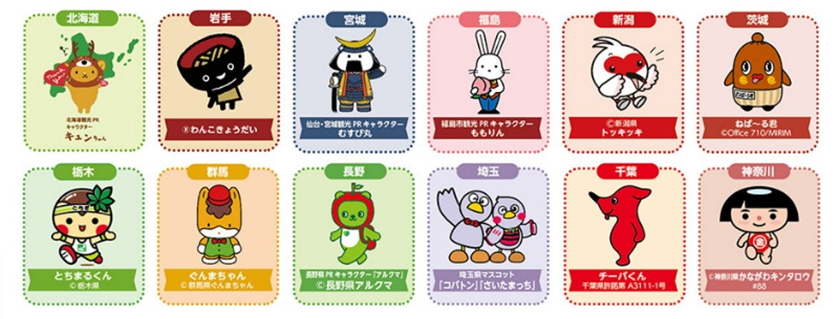 各道・県のご当地キャラクター（画像＝NEXCO東日本）