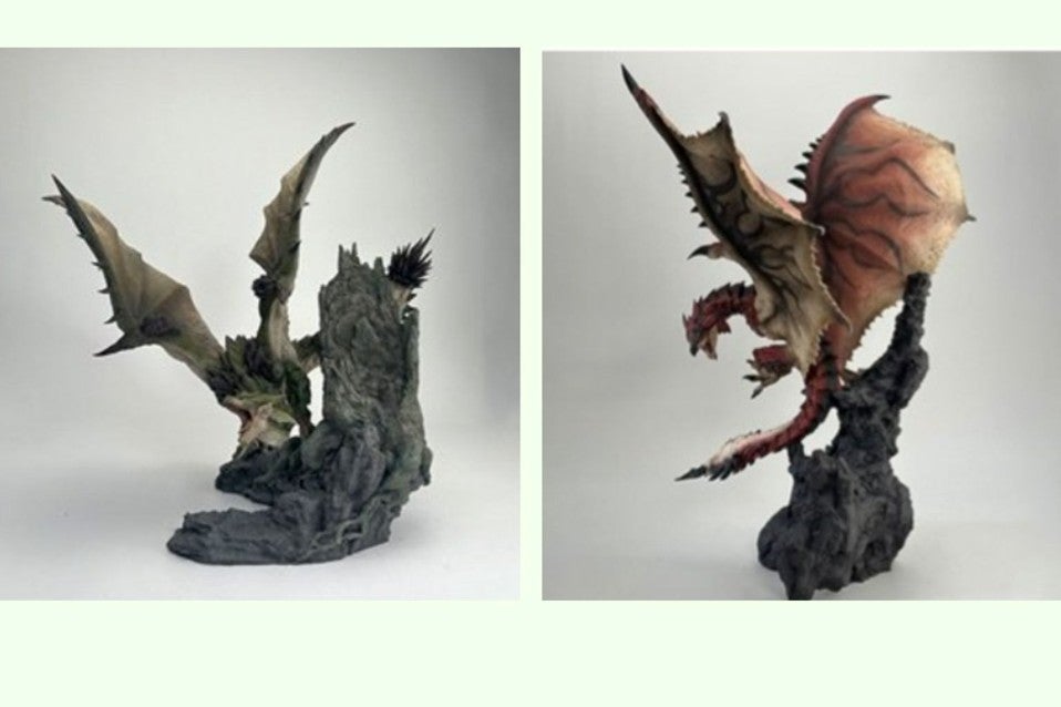カプコンフィギュアビルダー クリエイターズモデル(左)「火竜リオレウス Ver.2.0」(右)[ 雌火竜リオレイア Ver.2.0」(画像=NEXCO西日本)