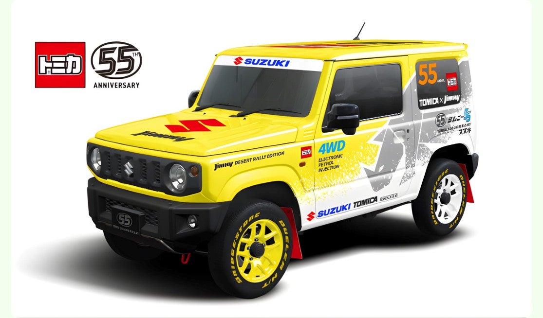 「トミカ55周年 自動車メーカーコラボプロジェクト」の特別デザインモデル、Suzuki Jimny（画像＝ジャパンモビリティショー福岡2025）