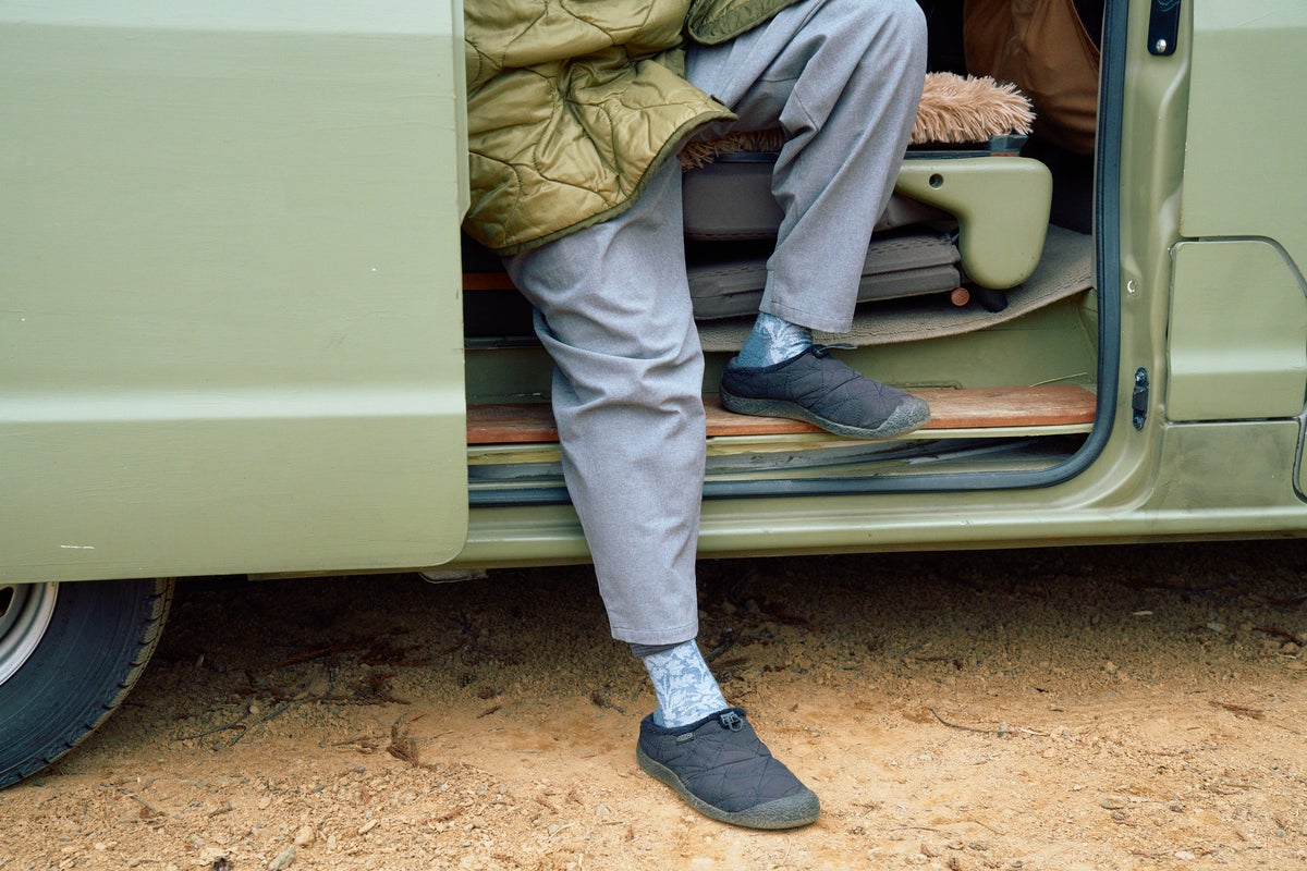 車のドアのステップに足をかけたシーン