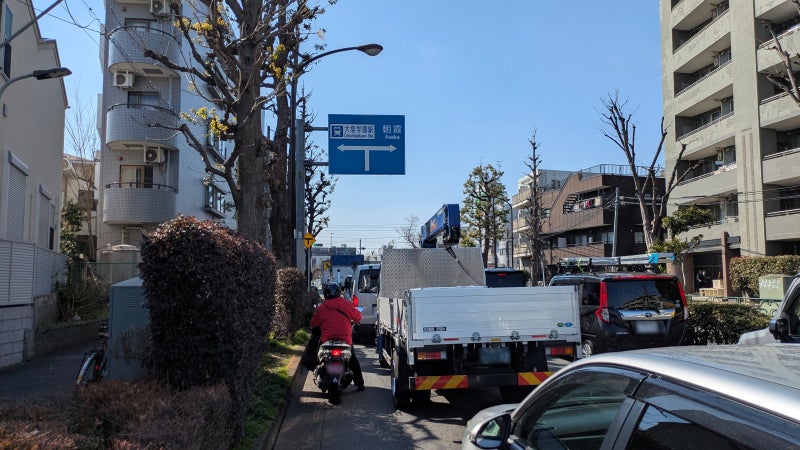 目白通りから今回一部暫定開放された放射第7号線東側区間を望む