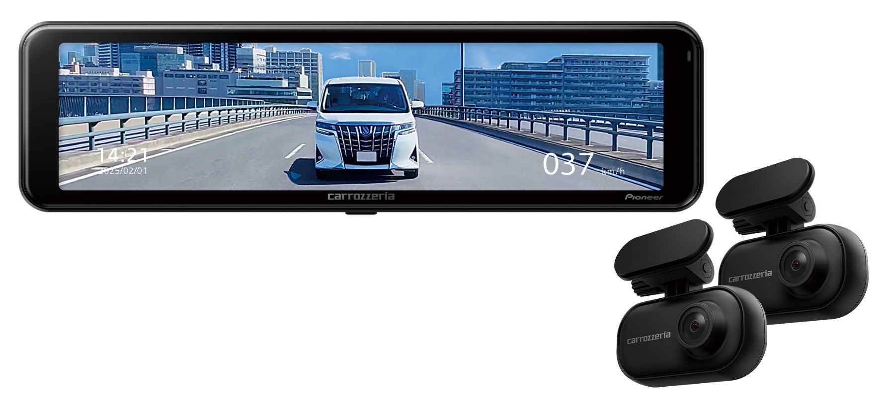 パイオニアのドラレコ搭載デジタルミラーVREC-MS700D。既存のルームミラーに被せて装着するタイプ