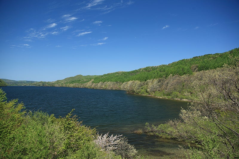 秋元湖は裏磐梯の3湖の中でも水深が一番深く、天然のダムの役割も担う。