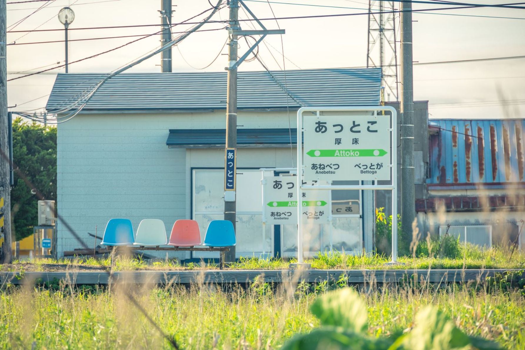 裏手から駅を望む