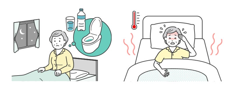 夜間のトイレが気になる高齢者、熱帯夜で水分補給を控える高齢者