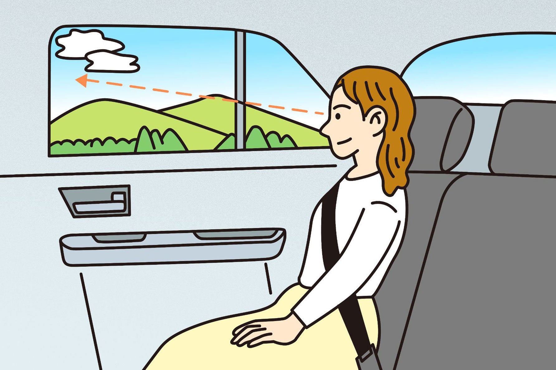 車窓を眺める人