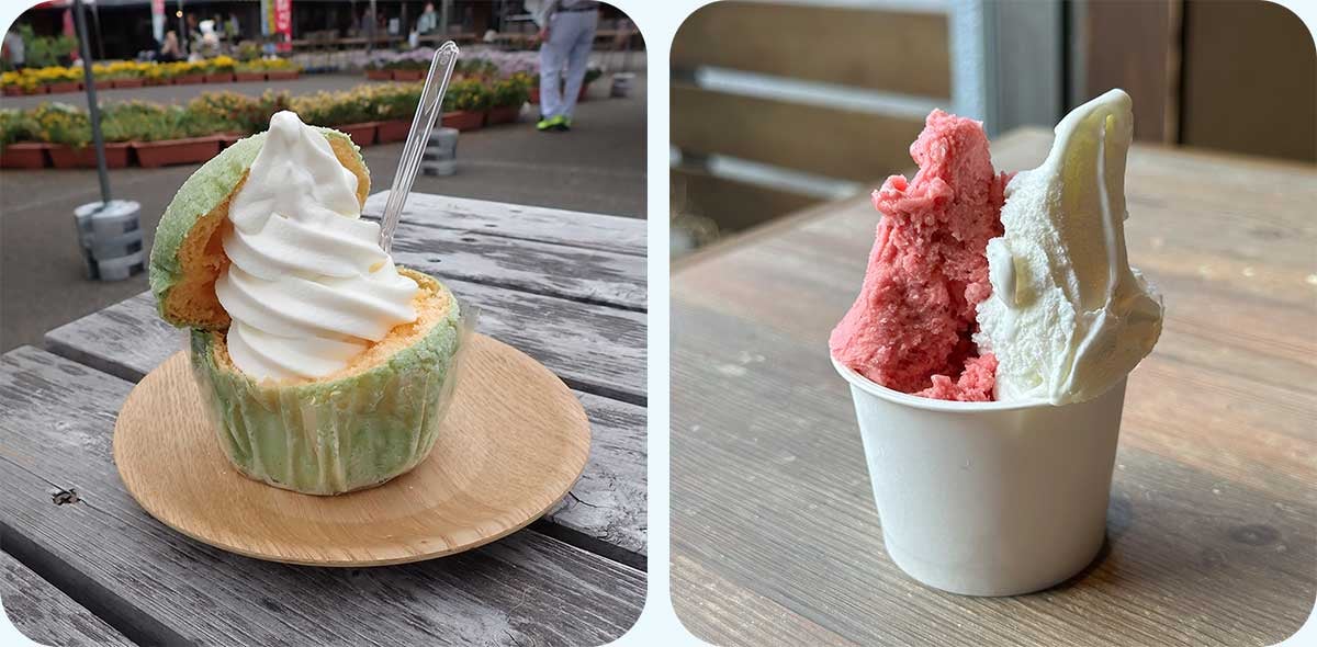 湯の香しおばらメロンパンソフトとジェラート