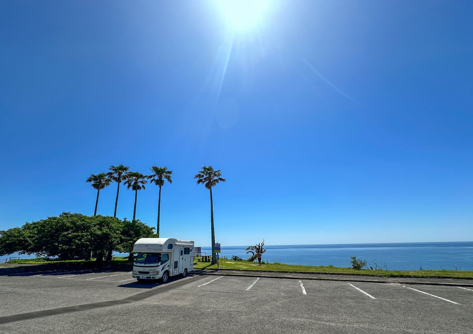 RVパークに駐車したキャンピングカー