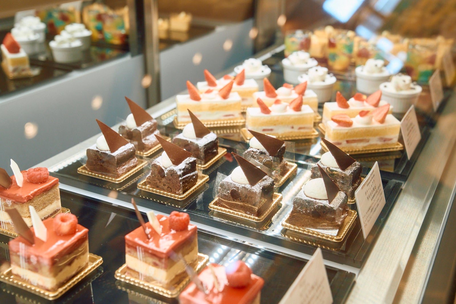 ケーキのショーケース写真