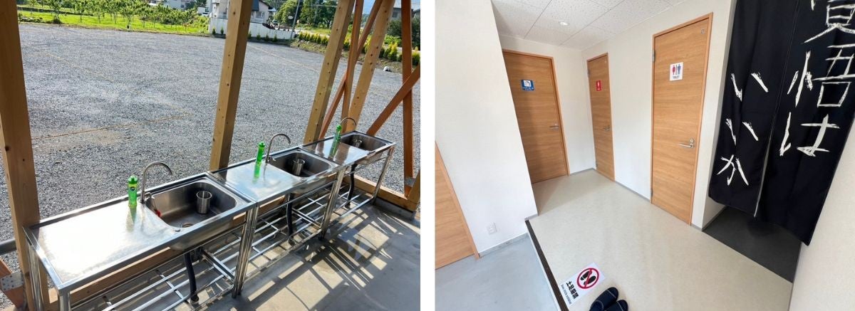 RVパークの炊事場とシャワー室の写真