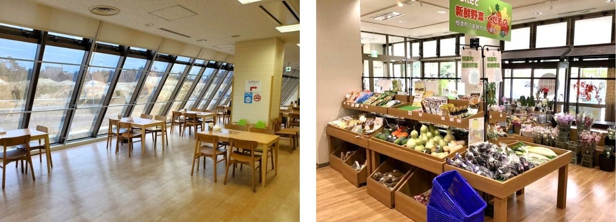 道の駅ならはのレストランと物産館の内観