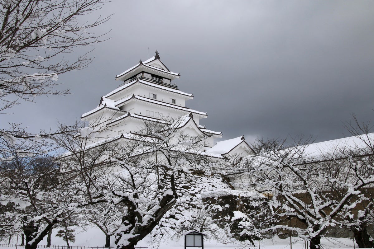 福島県会津若松市にある鶴ヶ城の雪景色