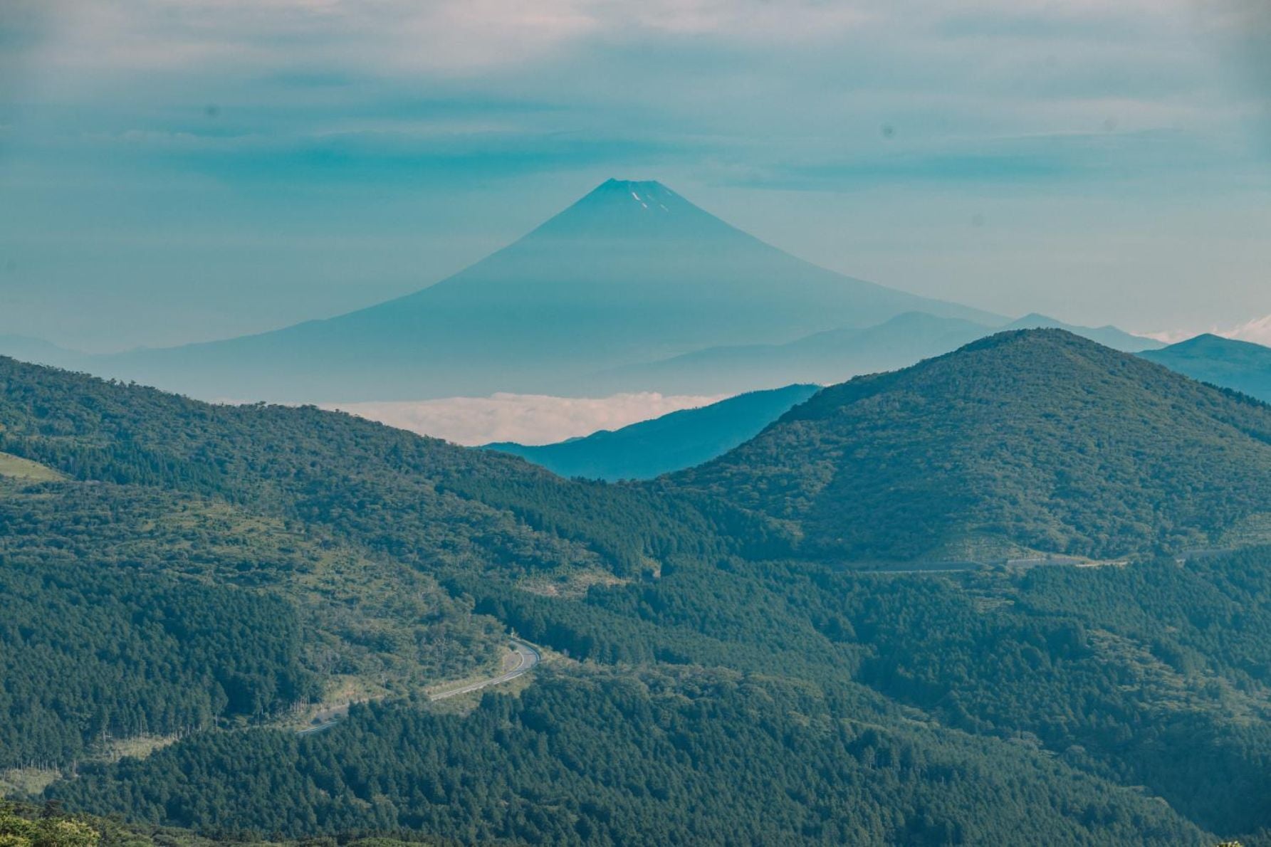 朝。富士山が見えた