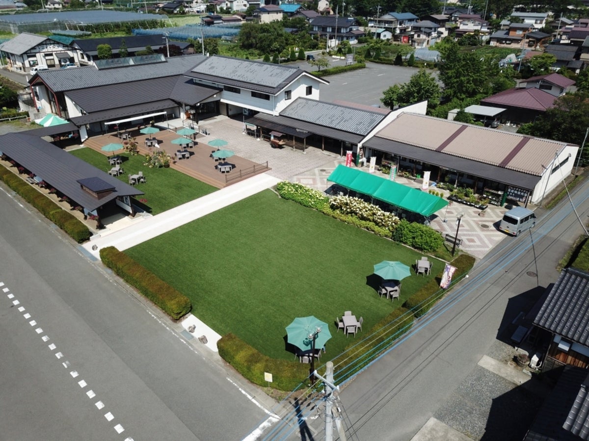 道の駅たくみの里の全景航空写真