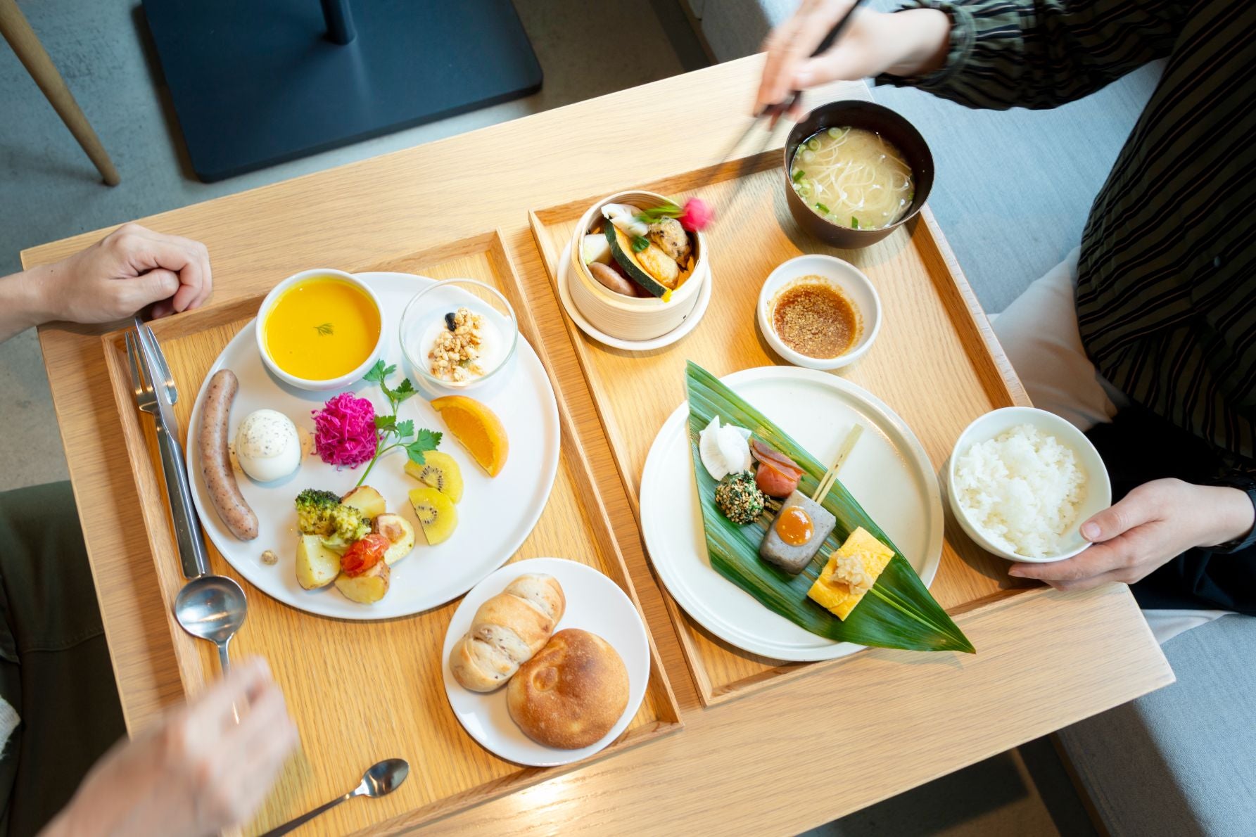 奈良の人気カフェ「くるみの木」が監修したMIROKU奈良の朝食。和・洋の2種から選べる