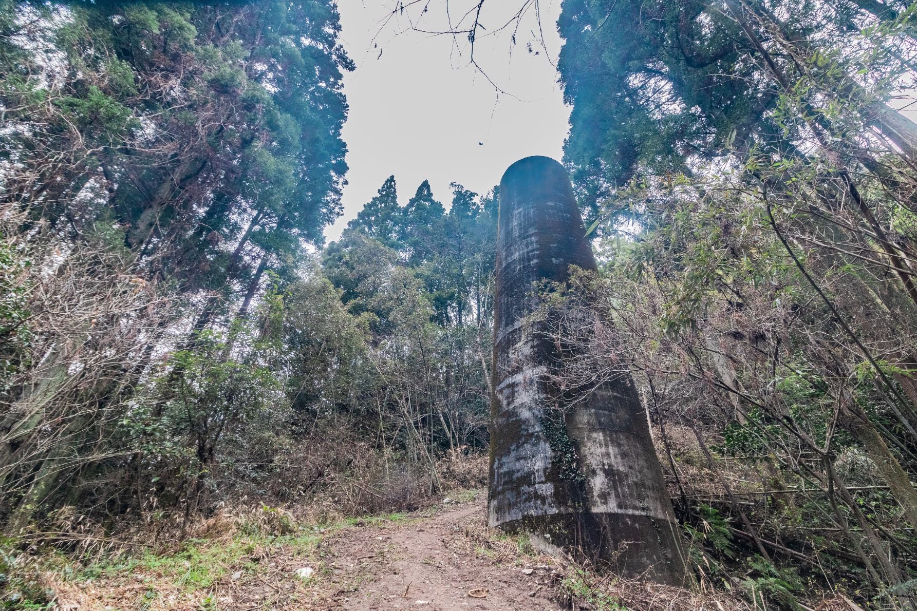 奥に残る橋脚跡