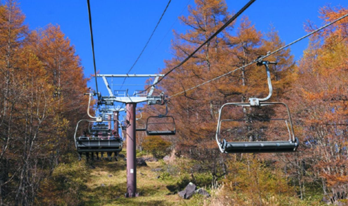 春の新緑、秋の紅葉を眼下に眺めつつ、約10分で山頂に到達するパノラマリフト