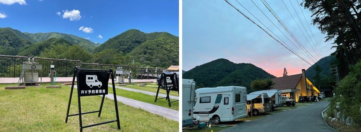 RVパーク飯田さるくらのサイトと駐車スペース全景