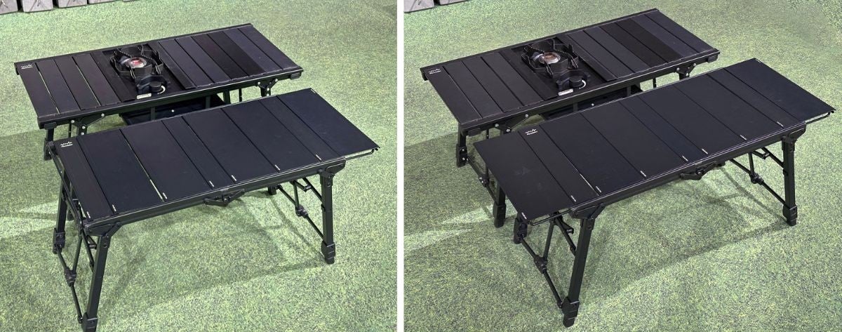 バーナー天板を組み込んだ連結スタイルのテーブルセットアップ