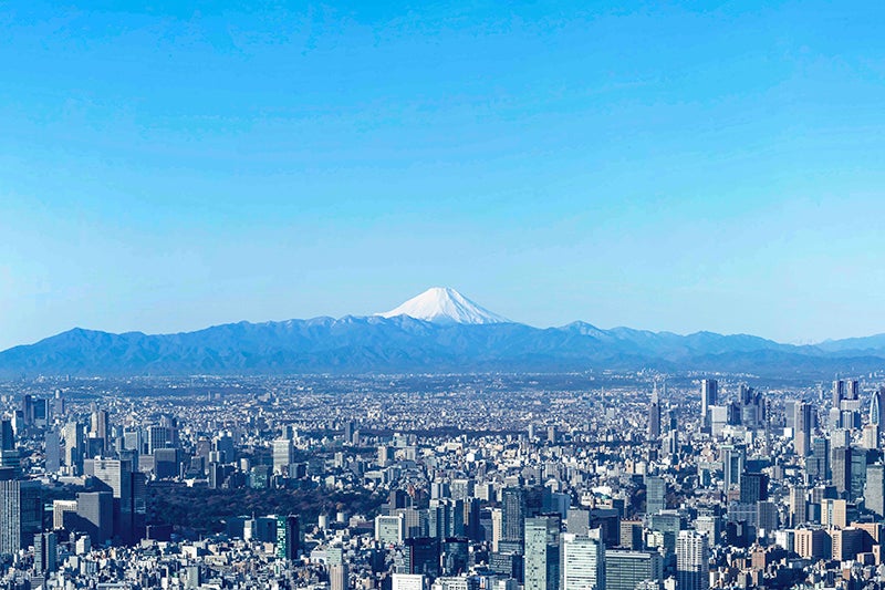 展望デッキからの眺望と富士山