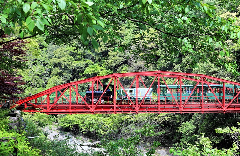 鉄橋を渡る鉱山観光列車