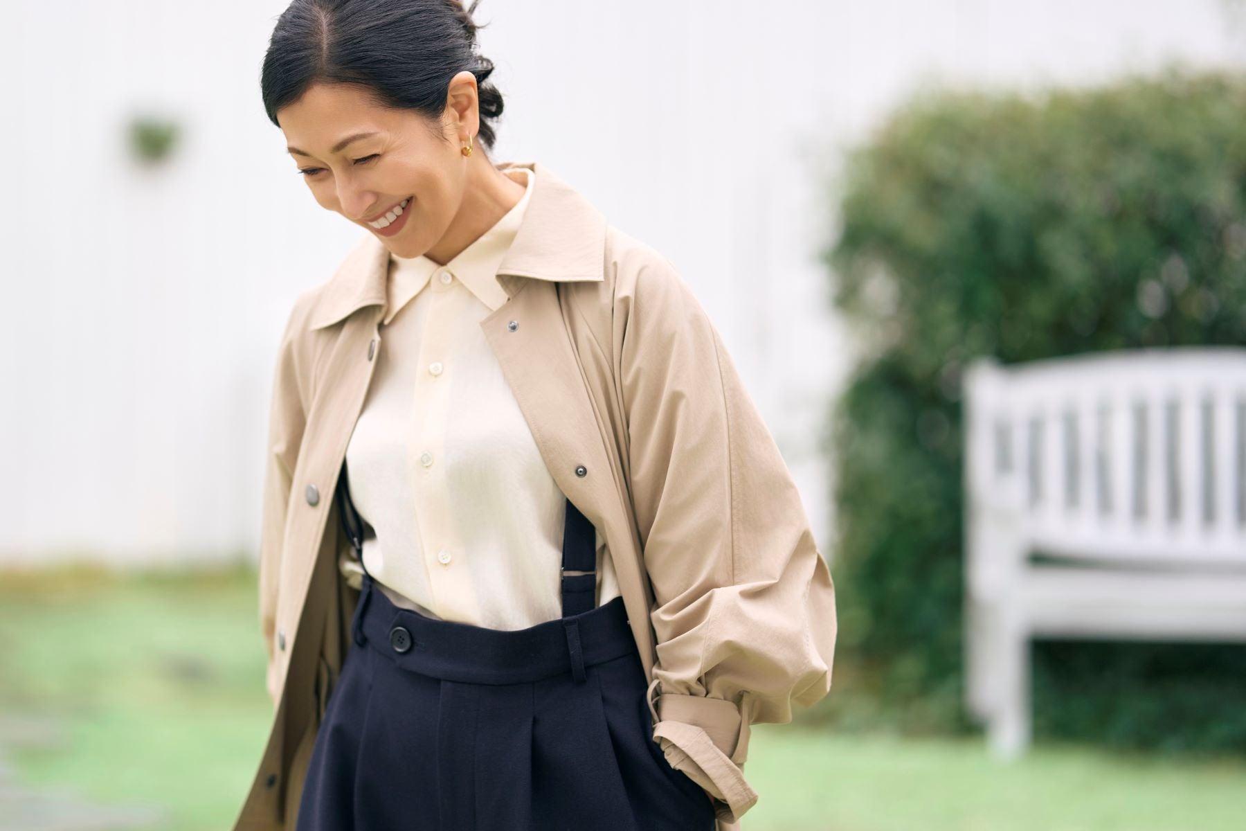 風を受ける鶴田さん