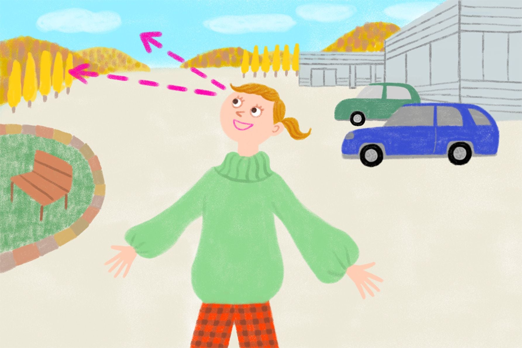 SA・PAに立ち寄り休憩する女性