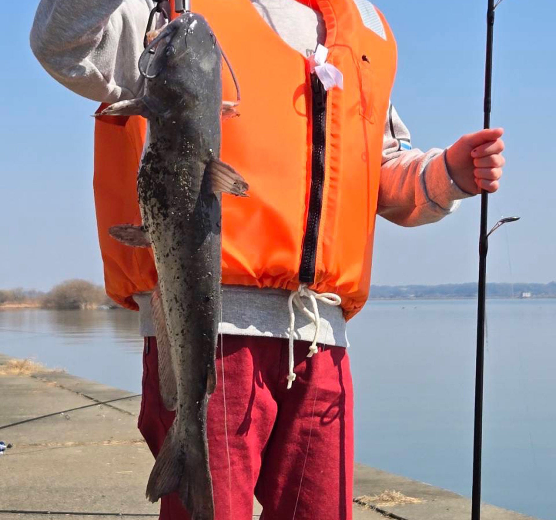 ナマズ釣りを楽しむ釣り人