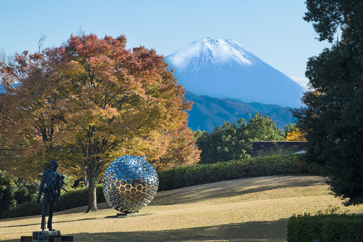 芸術の森公園の園内と富士山