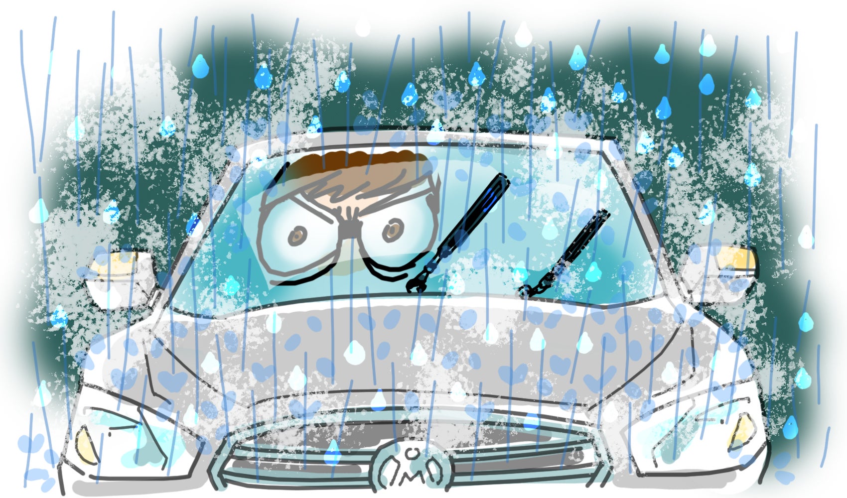  雨の日の運転は視界が妨げられる