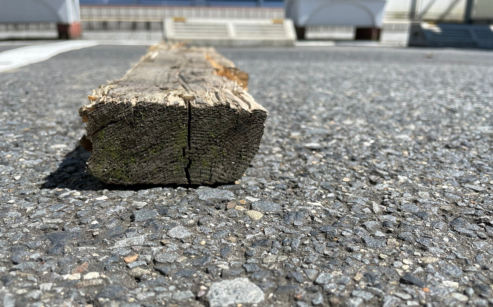 道路上に落ちている角材