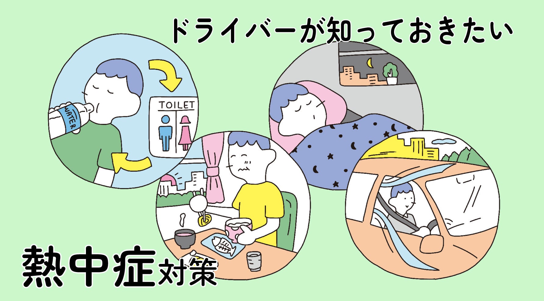 クルマの中で熱中症対策をする人