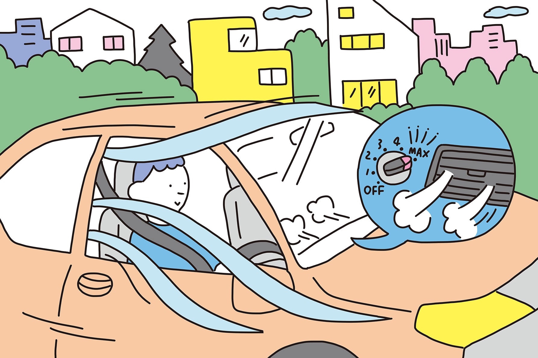 車内空調を利用するドライバー