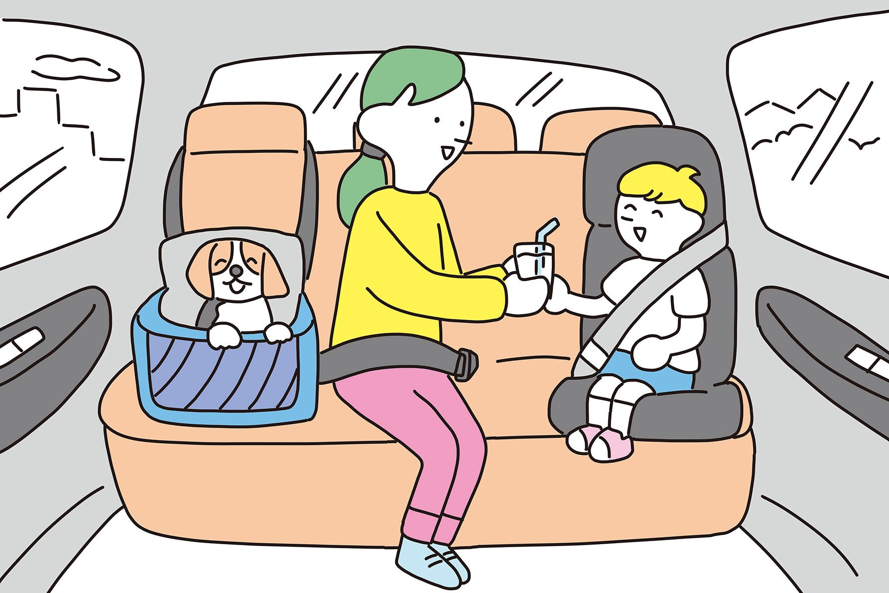 ペット、子供に水分補給をする人