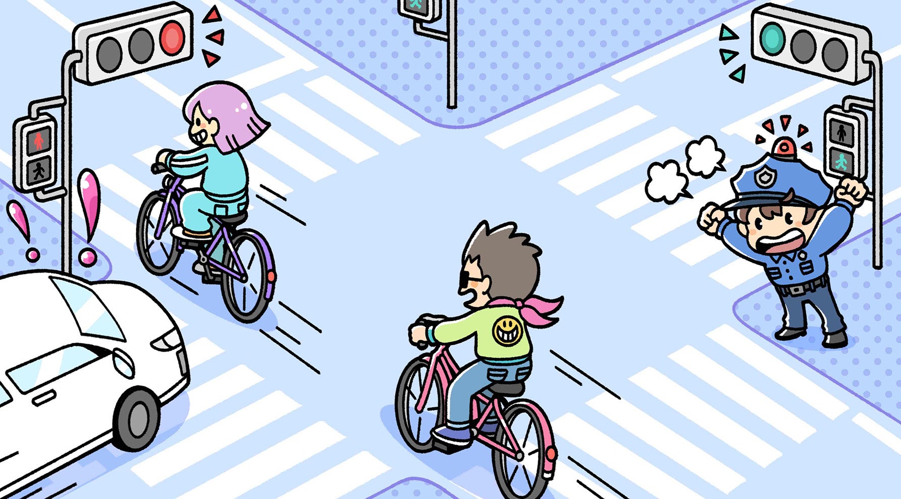 自転車に乗って赤信号で交差点に入ったら、青切符を切られるかも?