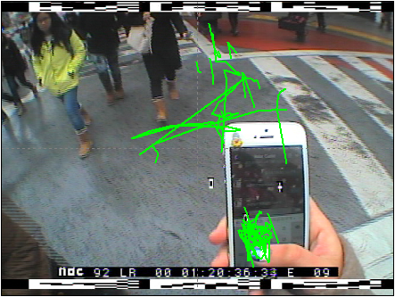 スマホを使いながら歩いた際の視線